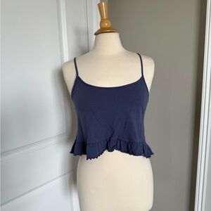 American Eagle Outfitters Blue Ruffled Crop Camisole
